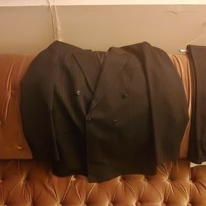 MEN'S BLACK AND TAN PINSTRIPE SUIT
